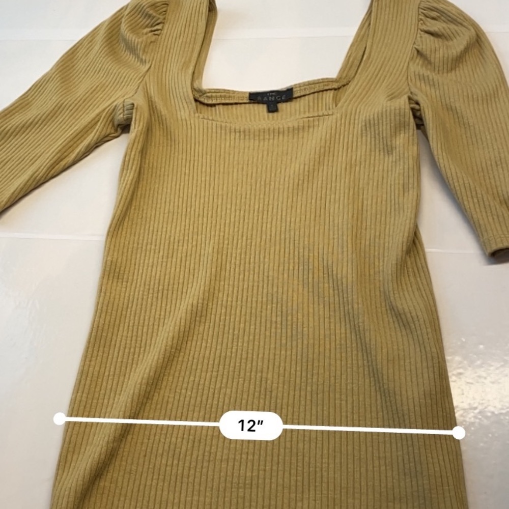 THE RANGE Ribbed Knit Puff Sleeve Neutral Classic Top  Beige Tan Size Small - Picture 12 of 17